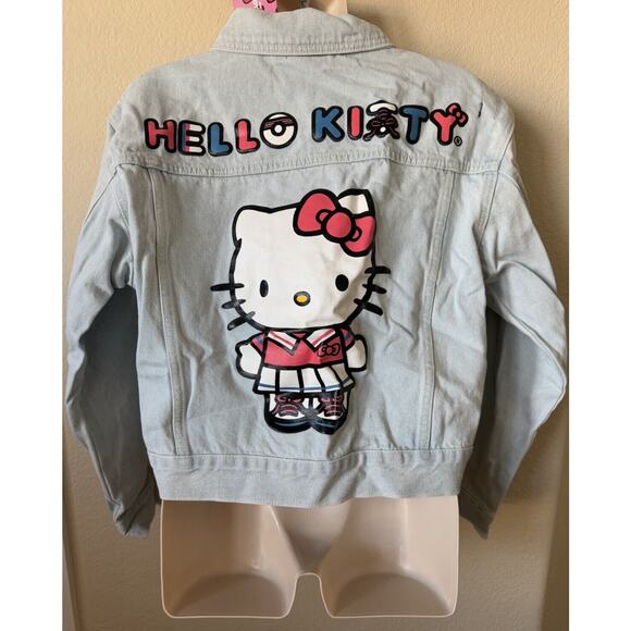 Hello Kitty Light Wash Denim Button Up Long Sleeve Jean Jacket Size S 4 - Picture 4 of 5